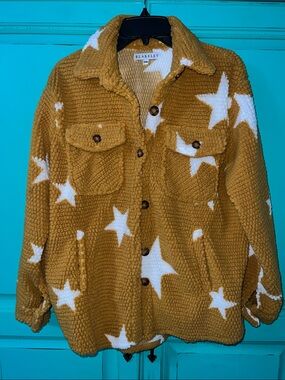 Blakeley Mustard Star Plush Shacket - Women